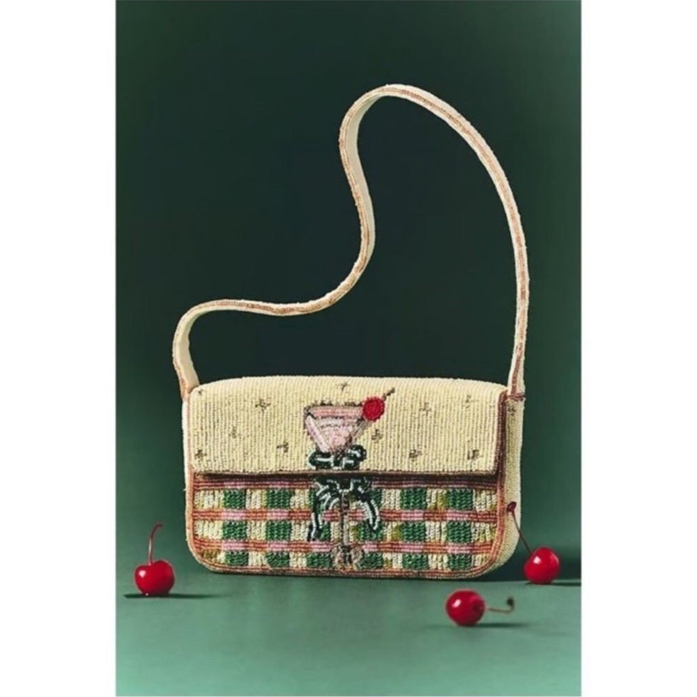 Anthropologie Fiona beaded bag - Plaid Martini